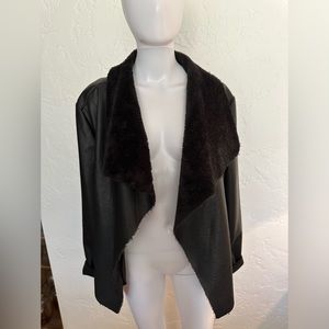 Bagatelle Leather and Sherpa Cropped Jacket - XL